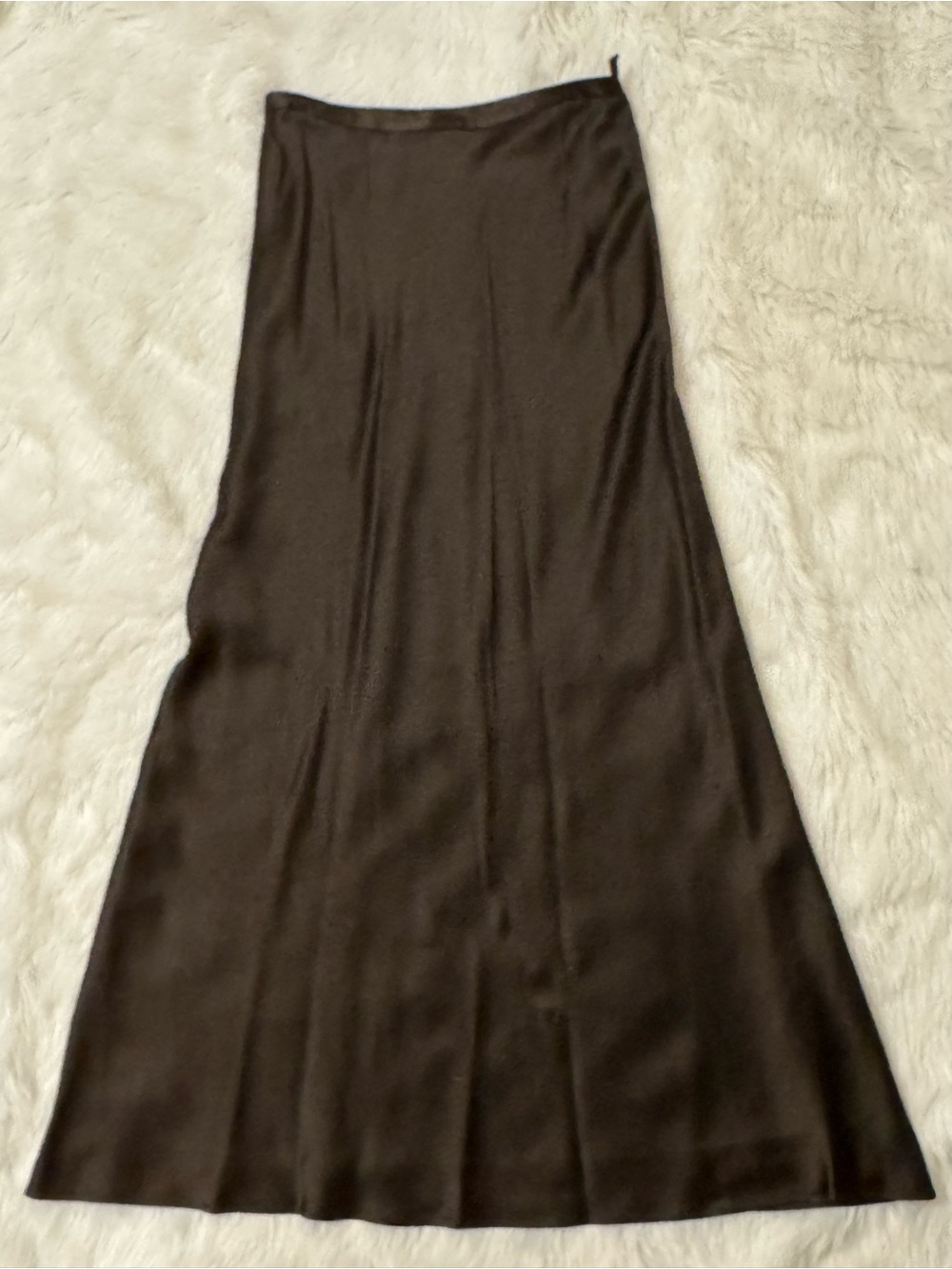 Ann Taylor Slip Skirt Women's Brown Espresso Satin Maxi 90s Made In Korea A Line